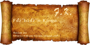 Fábián Kinga névjegykártya